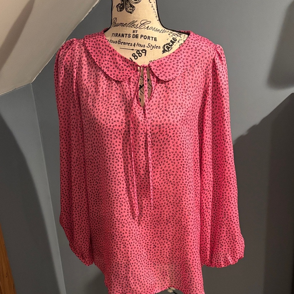 Elegant Pink Women's Blouse with Polka Dots